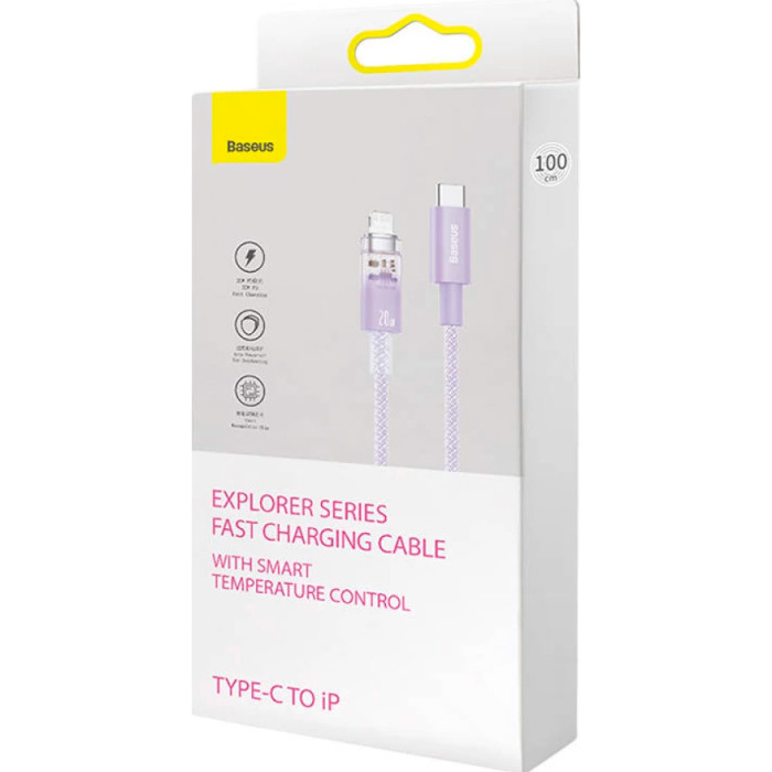 Кабель BASEUS Explorer Series Fast Charging Cable with Smart Temperature Control Type-C to iP 20W 1м Purple (CATS010205)