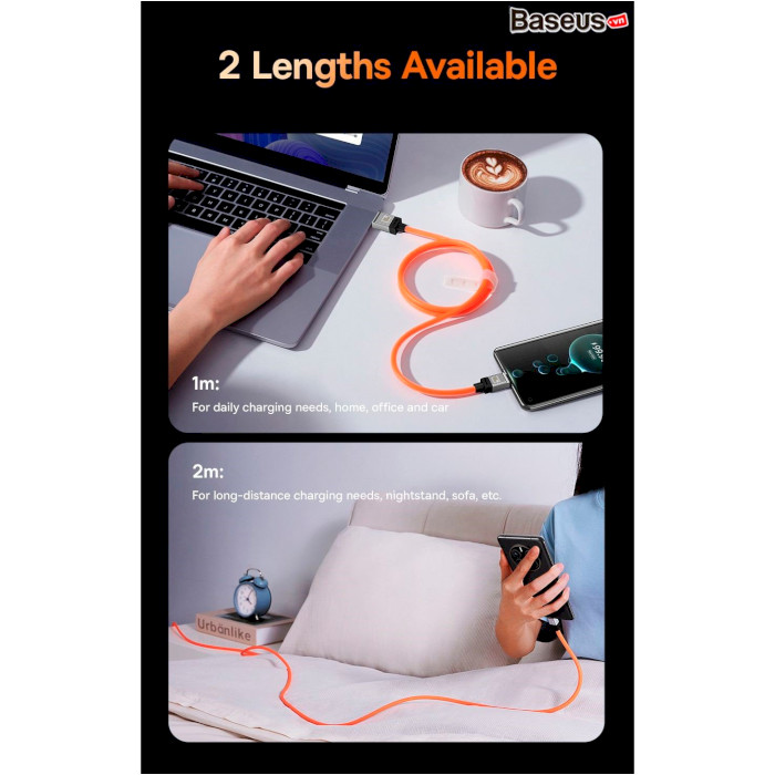 Кабель BASEUS CoolPlay Series Fast Charging Cable USB to Type-C 100W 2м Orange (CAKW000707)