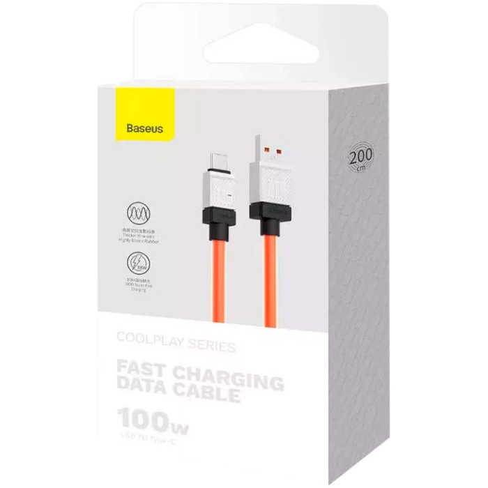 Кабель BASEUS CoolPlay Series Fast Charging Cable USB to Type-C 100W 2м Orange (CAKW000707)