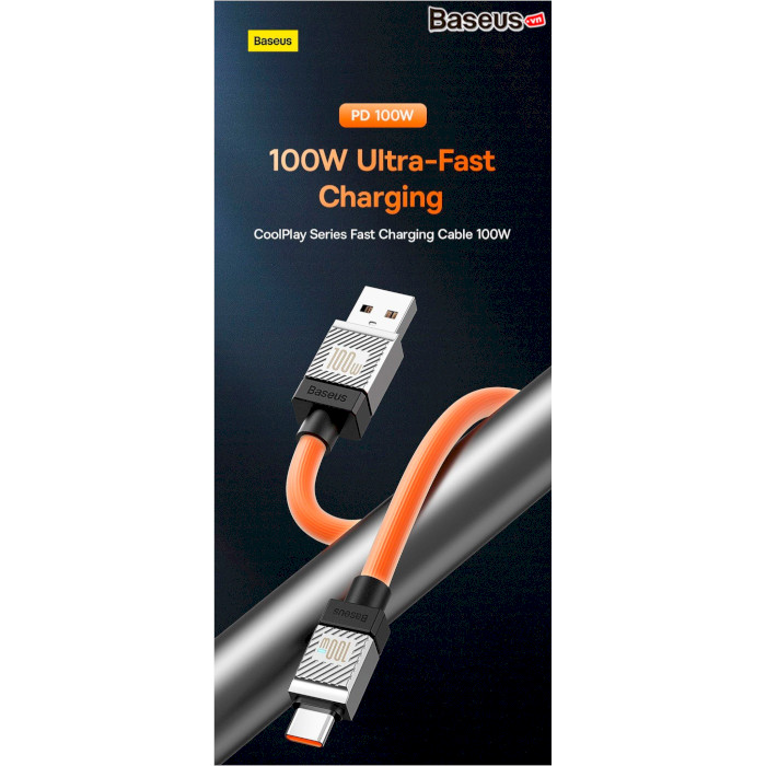 Кабель BASEUS CoolPlay Series Fast Charging Cable USB to Type-C 100W 2м Orange (CAKW000707)