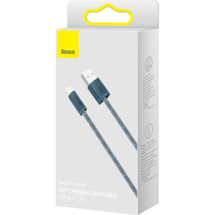 Кабель BASEUS Dynamic Series Fast Charging Data Cable USB to iP 2.4A 2м Slate Gray (CALD000516)