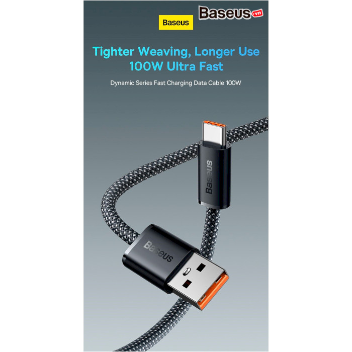 Кабель BASEUS Dynamic Series Fast Charging Data Cable USB to Type-C 100W 2м White (CALD000702)