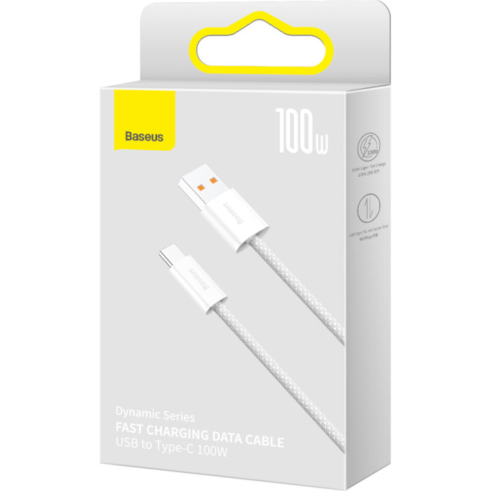 Кабель BASEUS Dynamic Series Fast Charging Data Cable USB to Type-C 100W 2м White (CALD000702)