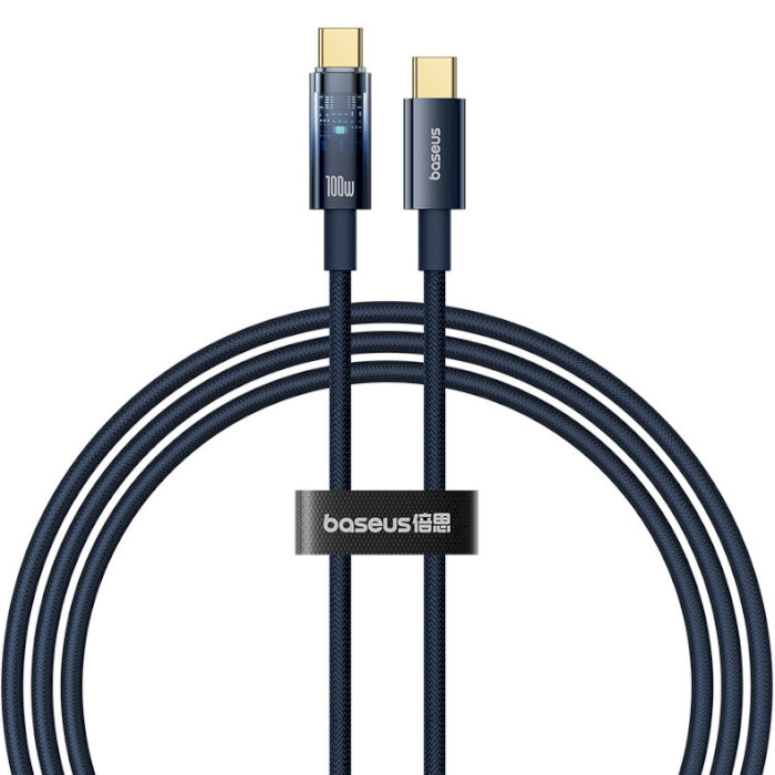 Кабель BASEUS Explorer Charging Cable USB-C to USB-C 100W with Auto Shutdown 1м Deepsea Blue (P10319704321-00)