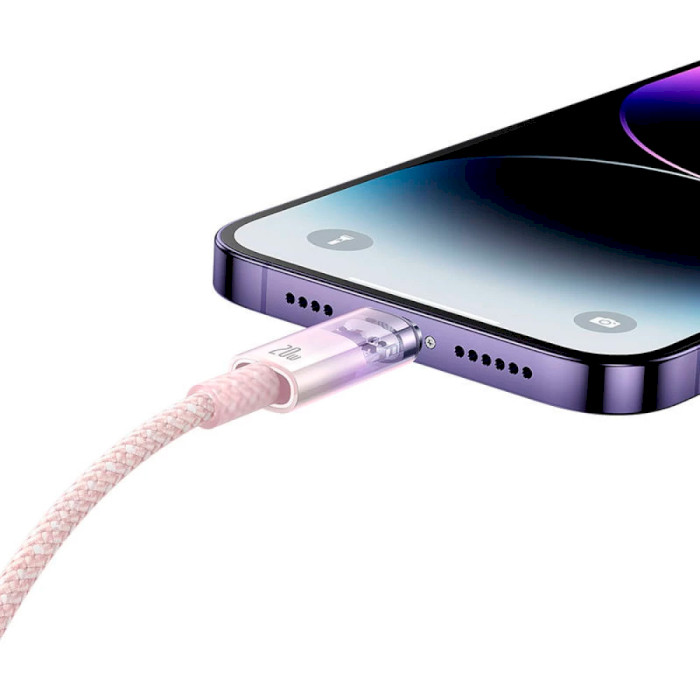 Кабель BASEUS Explorer Series Fast Charging Cable with Smart Temperature Control Type-C to iP 20W 1м Pink (CATS010204)