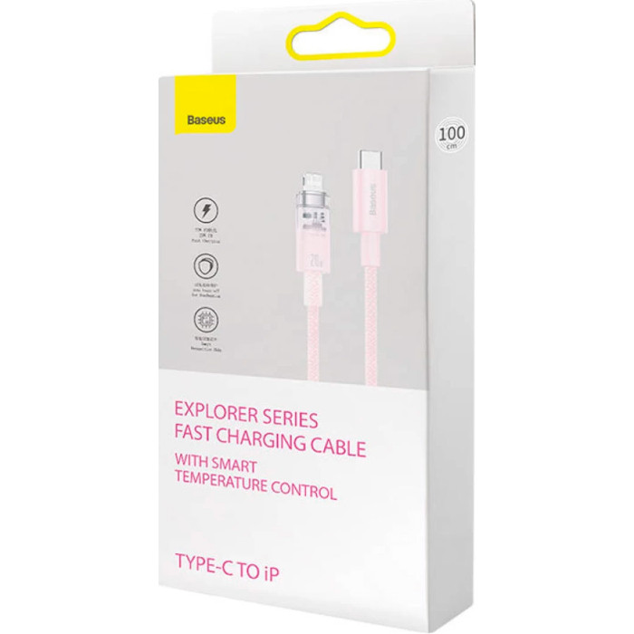 Кабель BASEUS Explorer Series Fast Charging Cable with Smart Temperature Control Type-C to iP 20W 1м Pink (CATS010204)