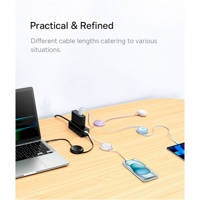 Кабель BASEUS Free2Draw Mini Retractable Charging Cable Type-C to Type-C PD3.0 100W 1м Galaxy Blue (P10364500311-00)