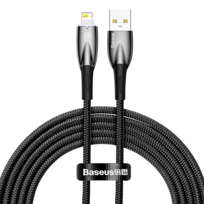 Кабель BASEUS Glimmer Series Fast Charging Data Cable USB to iP 2.4A 2м Black (CADH000301)