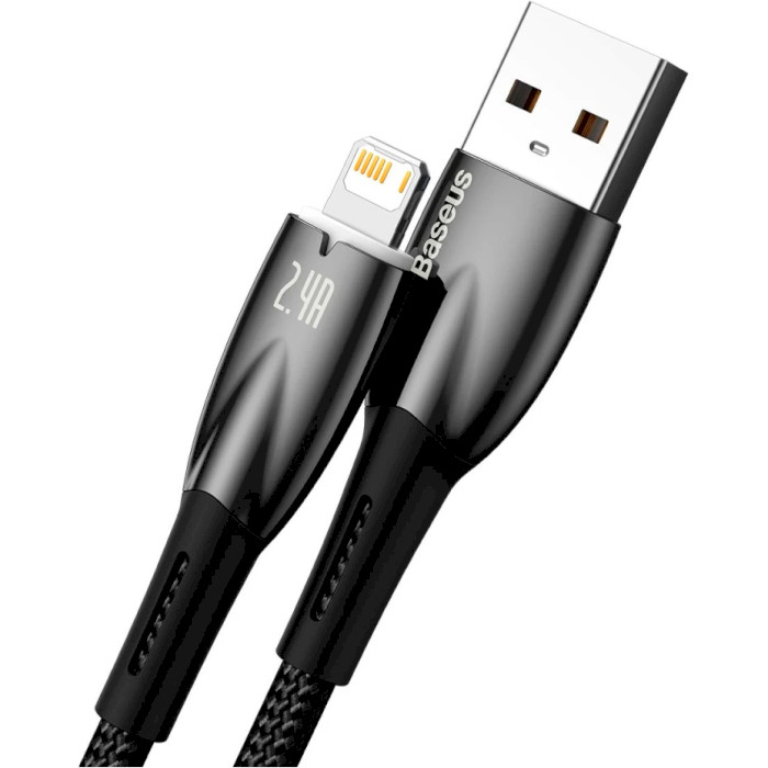 Кабель BASEUS Glimmer Series Fast Charging Data Cable USB to iP 2.4A 2м Black (CADH000301)