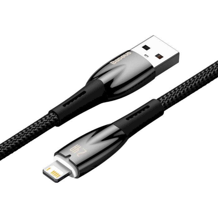 Кабель BASEUS Glimmer Series Fast Charging Data Cable USB to iP 2.4A 2м Black (CADH000301)