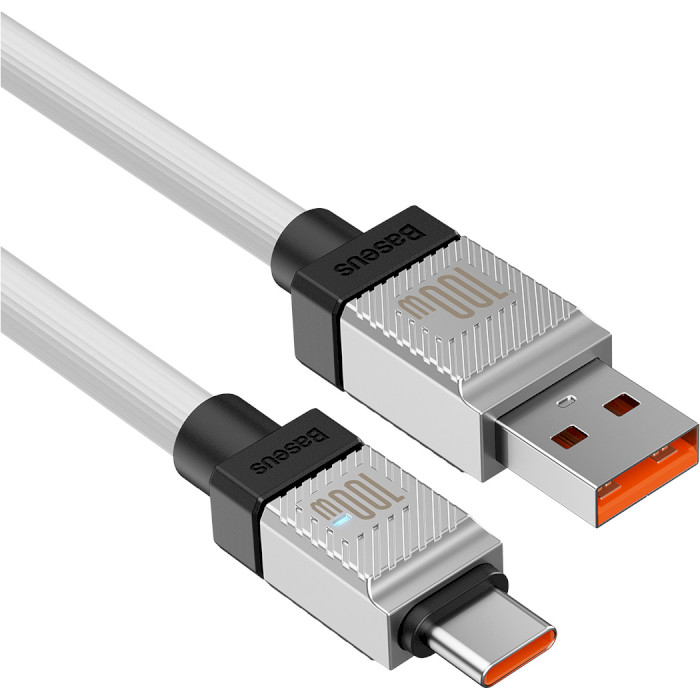 Кабель BASEUS CoolPlay Series Fast Charging Cable USB to Type-C 100W 2м White (CAKW000702)