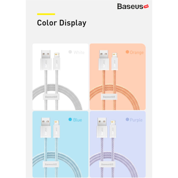 Кабель BASEUS Dynamic 2 Series Fast Charging Data Cable USB to iP 2.4A 1м Purple (CALD040005)