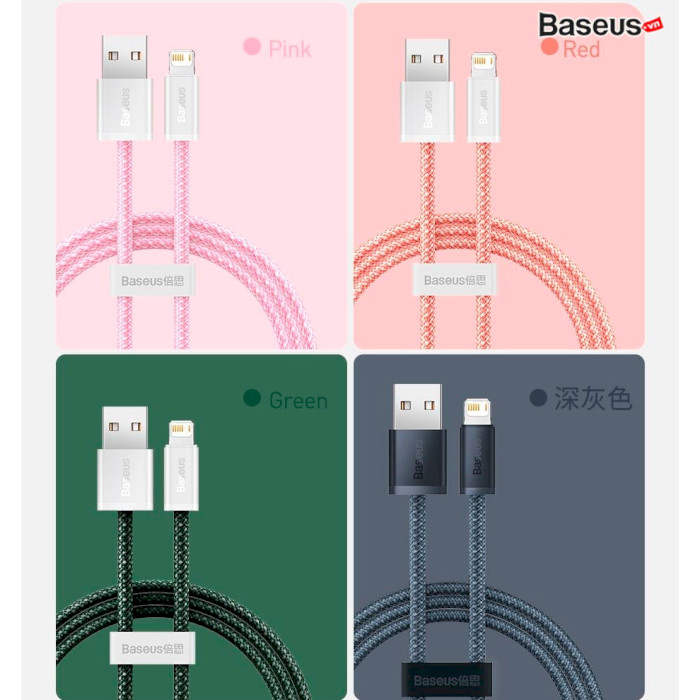 Кабель BASEUS Dynamic 2 Series Fast Charging Data Cable USB to iP 2.4A 1м Purple (CALD040005)