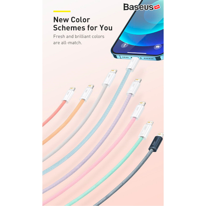 Кабель BASEUS Dynamic 2 Series Fast Charging Data Cable USB to iP 2.4A 1м Purple (CALD040005)