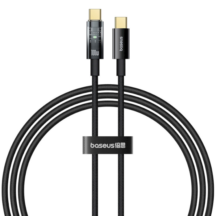 Кабель BASEUS Explorer Charging Cable USB-C to USB-C 100W with Auto Shutdown 1м Cluster Black (P10319703111-00)