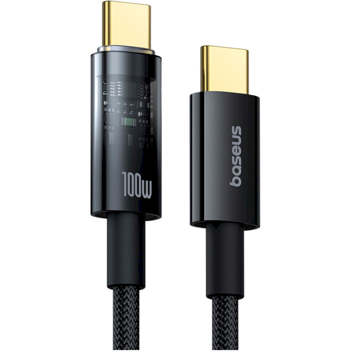 Кабель BASEUS Explorer Charging Cable USB-C to USB-C 100W with Auto Shutdown 1м Cluster Black (P10319703111-00)