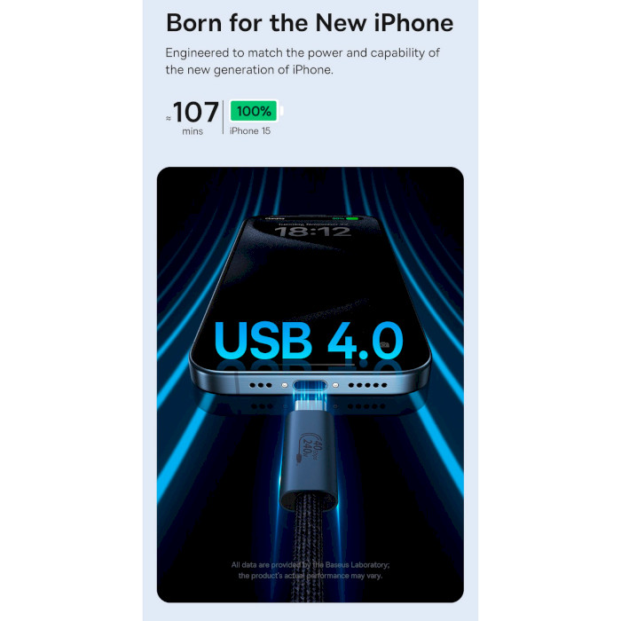 Кабель BASEUS Flash Series II USB4 Full Featured Charging Cable Type-C to Type-C 240W 1м Cluster Black (P10311803111-00)