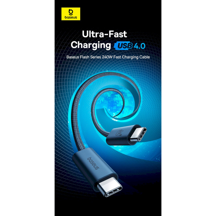 Кабель BASEUS Flash Series II USB4 Full Featured Charging Cable Type-C to Type-C 240W 1м Cluster Black (P10311803111-00)