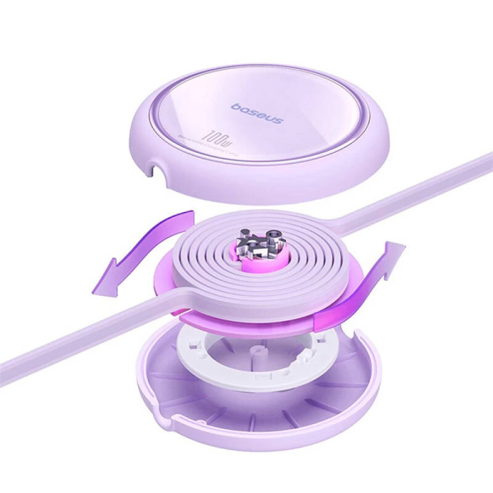 Кабель BASEUS Free2Draw Mini Retractable Charging Cable Type-C to Type-C PD3.0 100W 1м Nebula Purple (P10364500511-00)