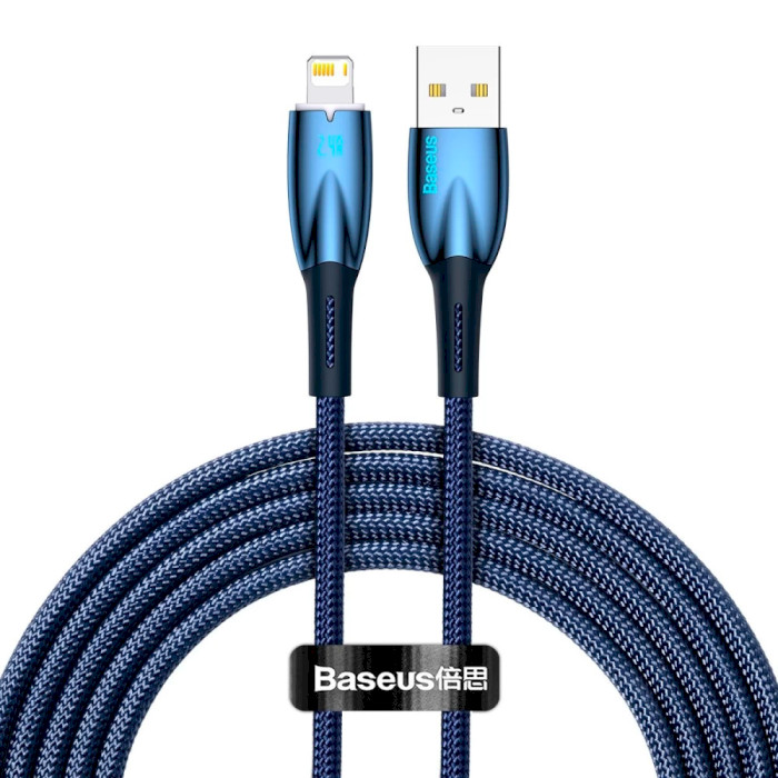 Кабель BASEUS Glimmer Series Fast Charging Data Cable USB to iP 2.4A 2м Blue (CADH000303)