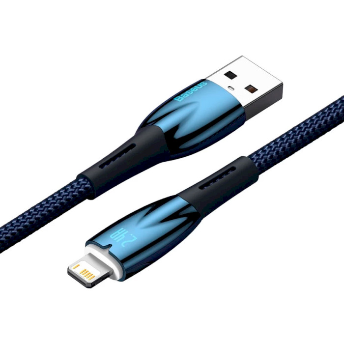 Кабель BASEUS Glimmer Series Fast Charging Data Cable USB to iP 2.4A 2м Blue (CADH000303)