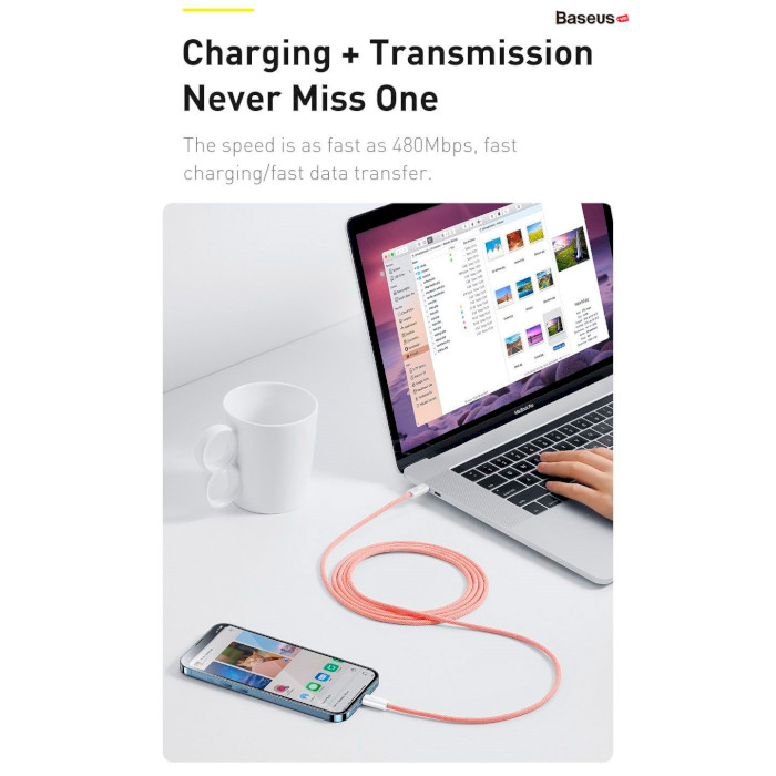 Кабель BASEUS Dynamic 2 Series Fast Charging Data Cable Type-C to iP 20W 1м Purple (CALD040205)