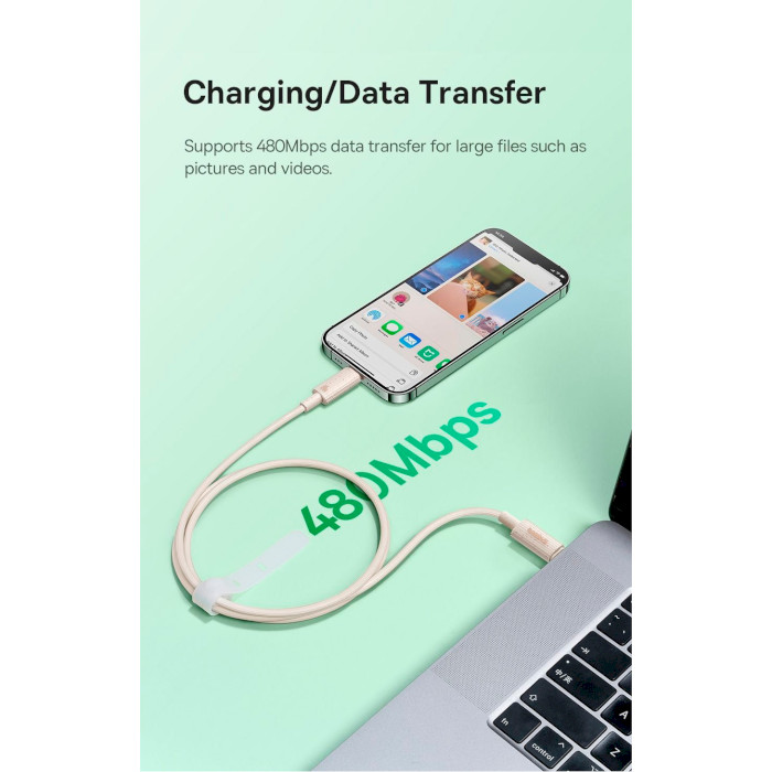 Кабель BASEUS Habitat Series Fast Charging Cable Type-C to iP 20W 1м Natural Green (P10360201631-00)