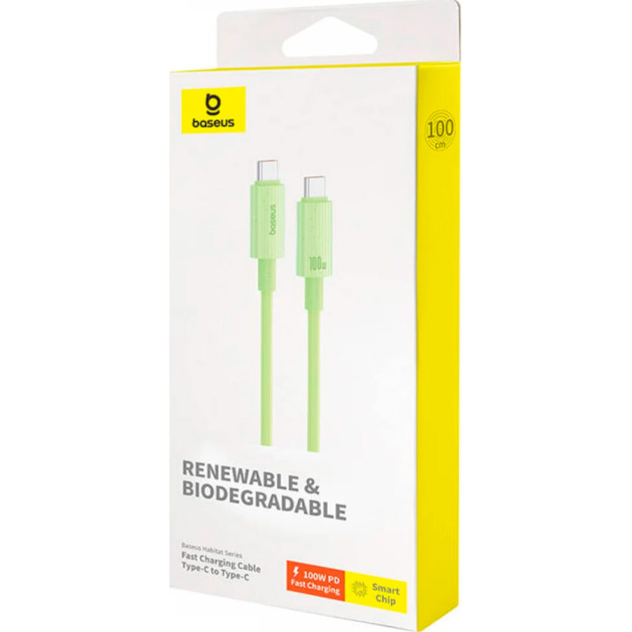 Кабель BASEUS Habitat Series Fast Charging Cable Type-C to Type-C 100W 1м Natural Green (P10360202631-00)