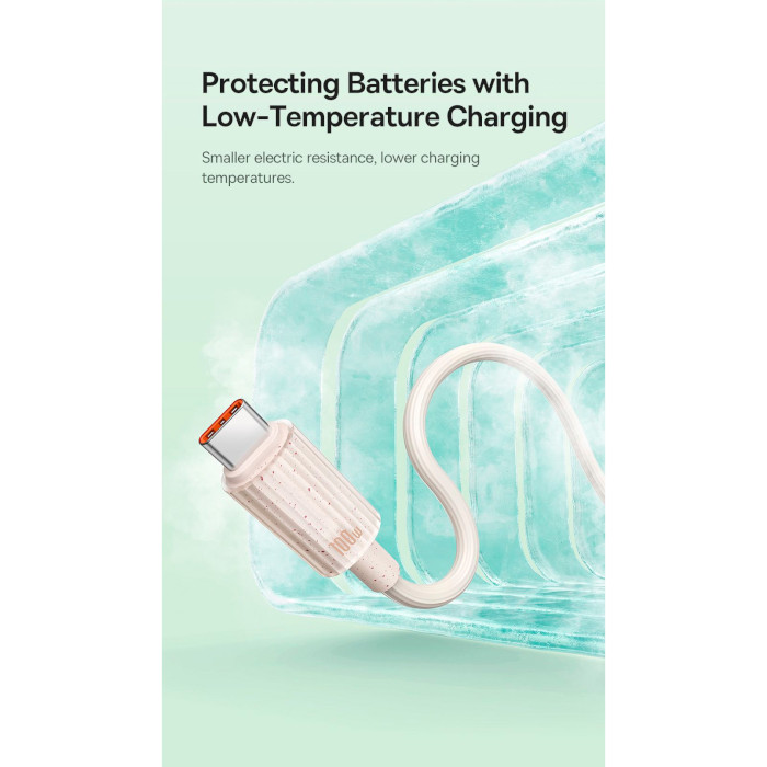 Кабель BASEUS Habitat Series Fast Charging Cable Type-C to Type-C 100W 2м Wheat Pink (P10360202421-01)