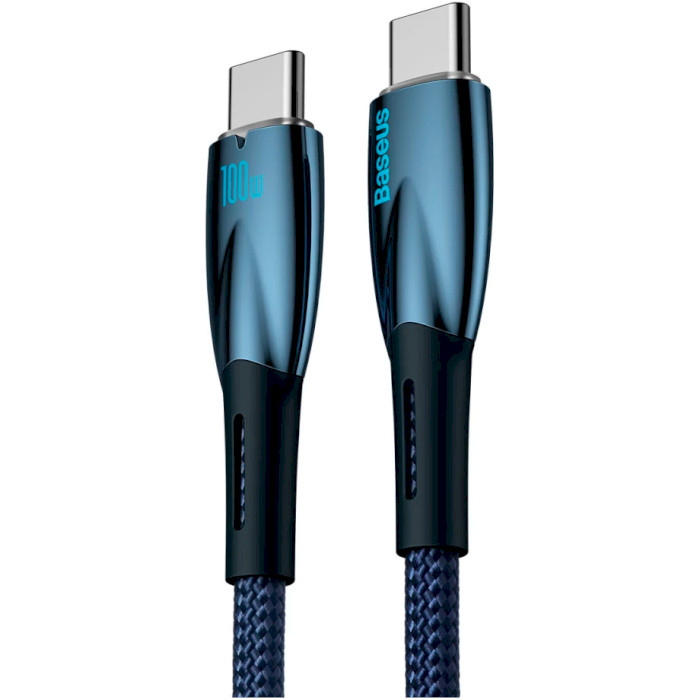 Кабель BASEUS Glimmer Series Fast Charging Data Cable Type-C to Type-C 100W 1м Blue (CADH000703)