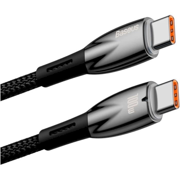 Кабель BASEUS Glimmer Series Fast Charging Data Cable Type-C to Type-C 100W 2м Black (CADH000801)