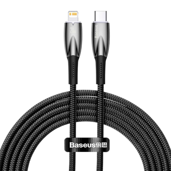 Кабель BASEUS Glimmer Series Fast Charging Data Cable Type-C to Lightning 20W 2м Black (CADH000101)