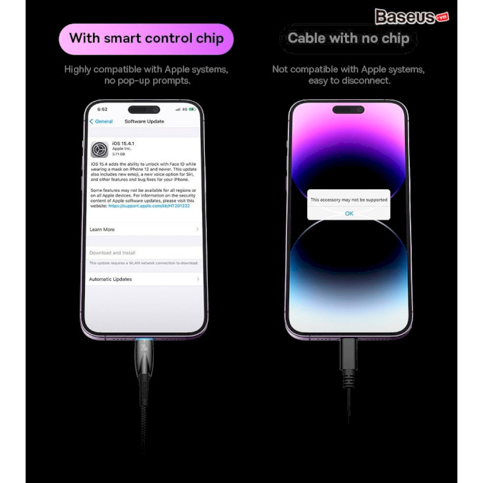 Кабель BASEUS Glimmer Series Fast Charging Data Cable Type-C to Lightning 20W 2м Black (CADH000101)