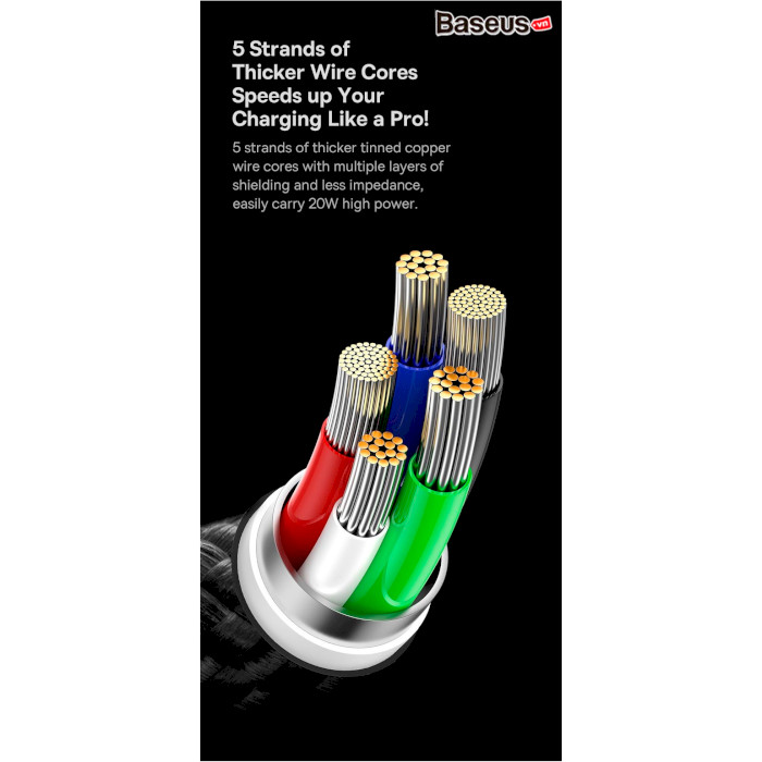 Кабель BASEUS Glimmer Series Fast Charging Data Cable Type-C to Lightning 20W 2м Black (CADH000101)