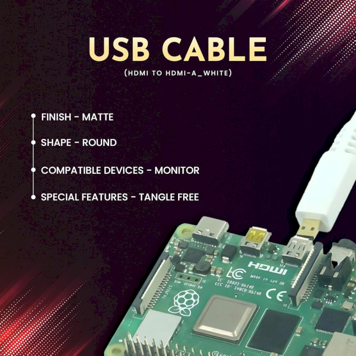 Кабель RASPBERRY PI Micro-HDMI to HDMI 23.5cm (SC0224)