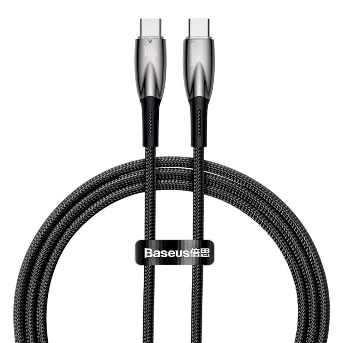 Кабель BASEUS Glimmer Series Fast Charging Data Cable Type-C to Type-C 100W 1м Black (CADH000701)