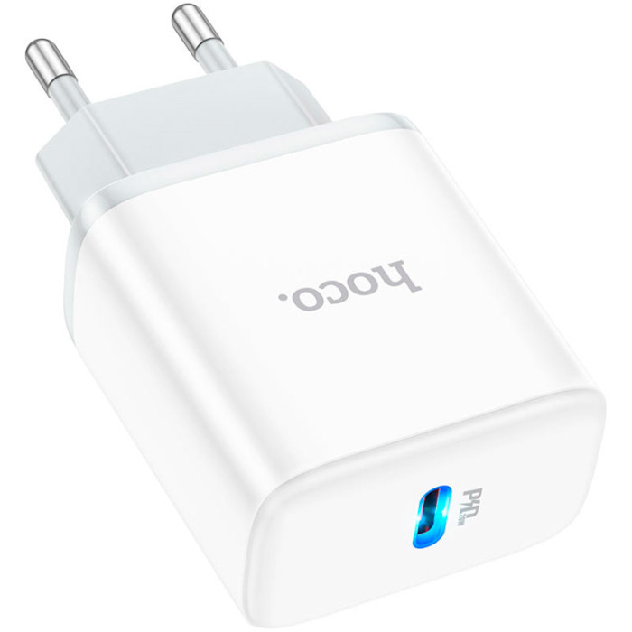 Зарядний пристрій HOCO C104A Stage 1xUSB-C, PD20W White (6931474782892)