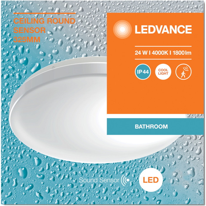 Світильник із датчиком звуку LEDVANCE Ceiling Round Sensor 325 White 24W 4000K (4099854106095)