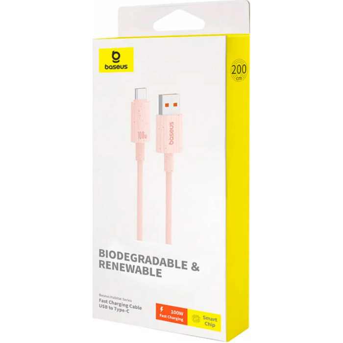 Кабель BASEUS Habitat Series Fast Charging Cable USB to Type-C 100W 2м Wheat Pink (P10360203421-01)