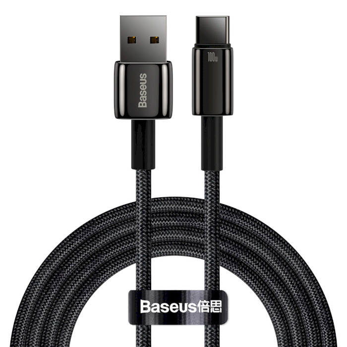 Кабель BASEUS Tungsten Gold Fast Charging Data Cable USB to Type-C 100W 2м Black (CAWJ000101)