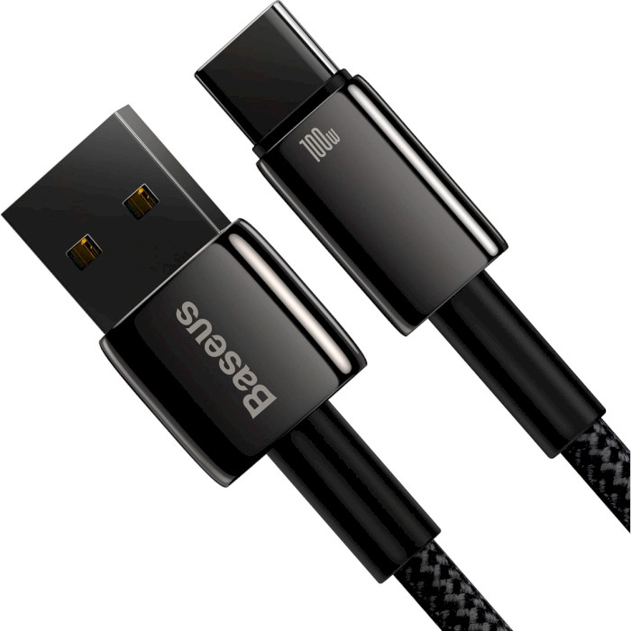 Кабель BASEUS Tungsten Gold Fast Charging Data Cable USB to Type-C 100W 2м Black (CAWJ000101)