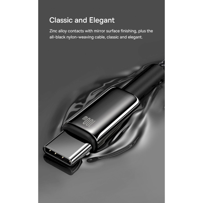 Кабель BASEUS Tungsten Gold Fast Charging Data Cable USB to Type-C 100W 2м Black (CAWJ000101)