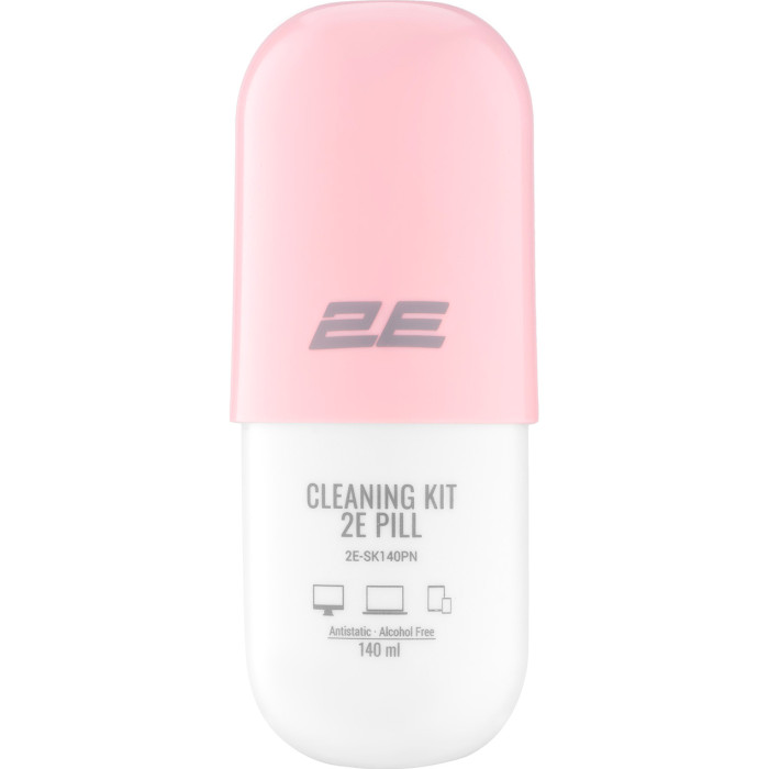 Набор для чистки гаджетов и электроники 2E Delicate Cleaning Pill + салфетка 20см White/Pink 140мл (2E-SK140PN)