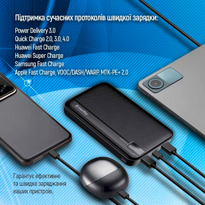 Повербанк COLORWAY High-Power 20000mAh Black (CW-PB200LPA4BK-PD)