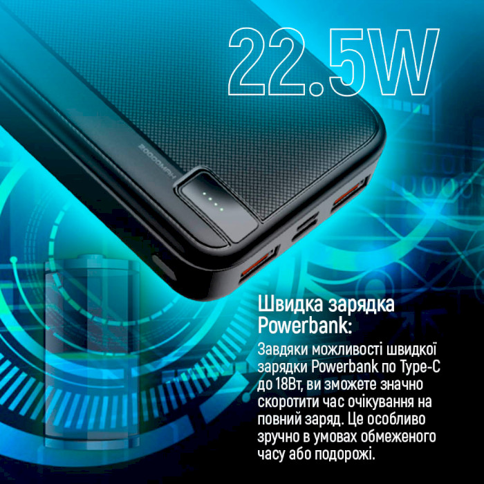 Повербанк COLORWAY High-Power 20000mAh Black (CW-PB200LPA4BK-PD)