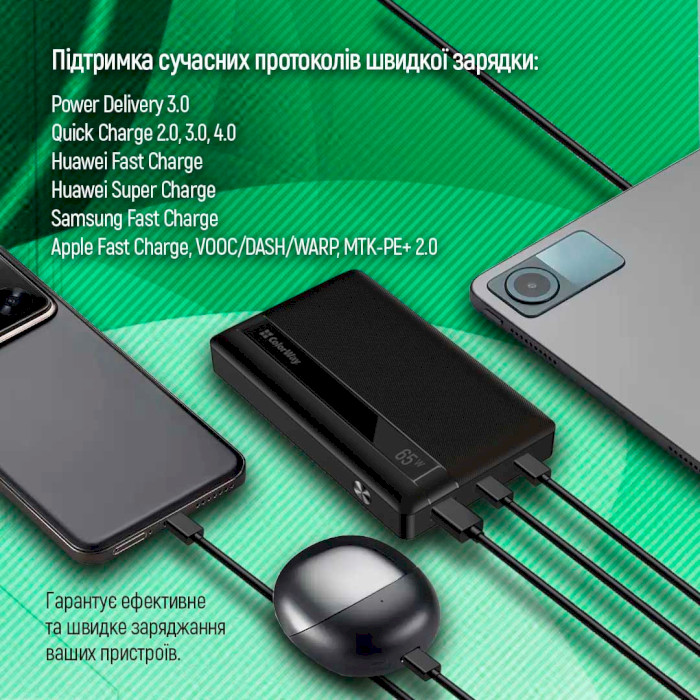 Повербанк COLORWAY Powerful 20000mAh Black (CW-PB200LPA3BK-PDD)