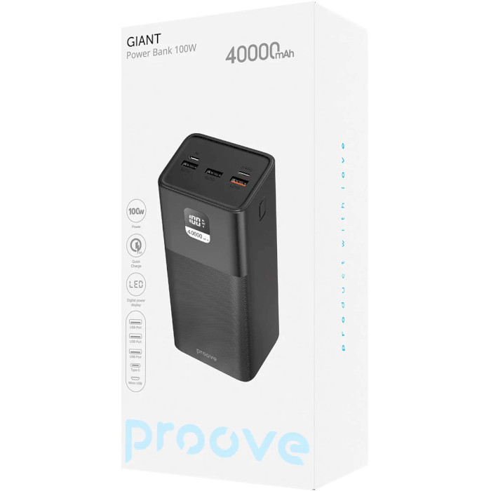 Повербанк PROOVE Giant 40000mAh Black