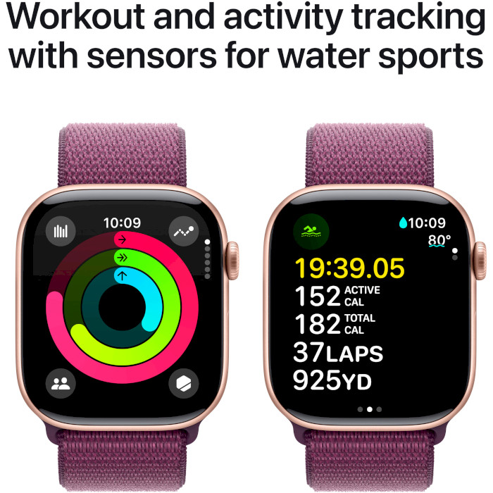 Смарт-годинник APPLE Watch Series 10 GPS 46mm Rose Gold Aluminum Case with Plum Sport Loop (MWWV3QH/A)