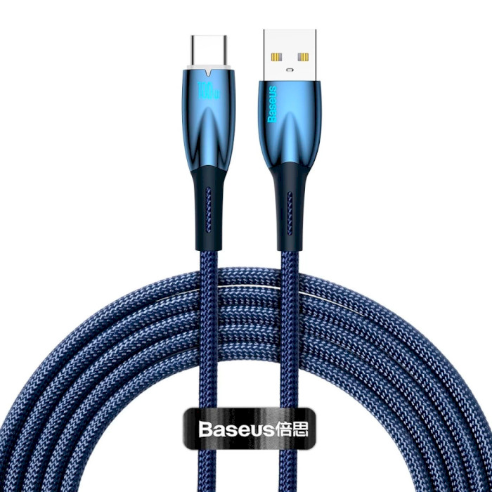 Кабель BASEUS Glimmer Series Fast Charging Data Cable USB to Type-C 100W 2м Blue (CADH000503)