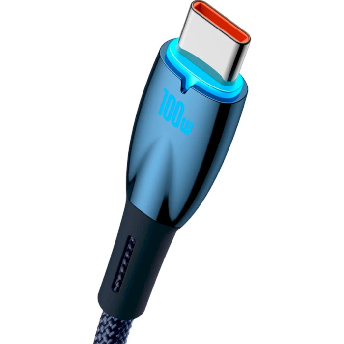 Кабель BASEUS Glimmer Series Fast Charging Data Cable USB to Type-C 100W 2м Blue (CADH000503)